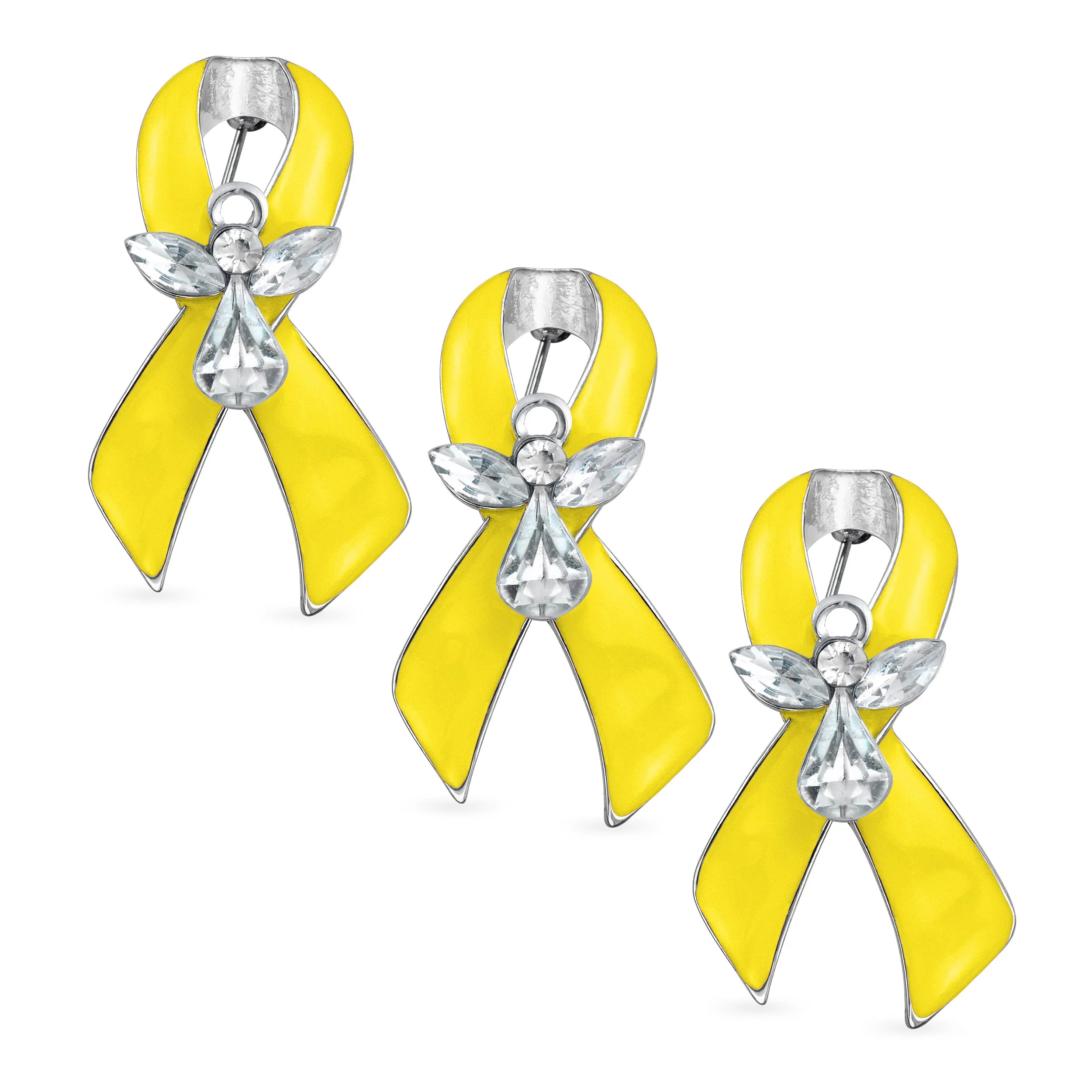 White Ribbon Brooche Pin for Awareness Lung Cancer Peace Survivor 3 Pack Set