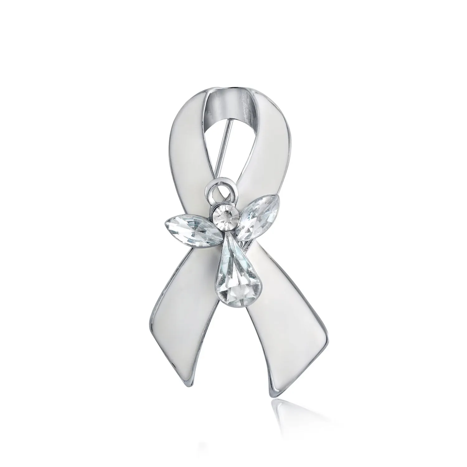 White Ribbon Brooche Pin for Awareness Lung Cancer Peace Survivor 3 Pack Set