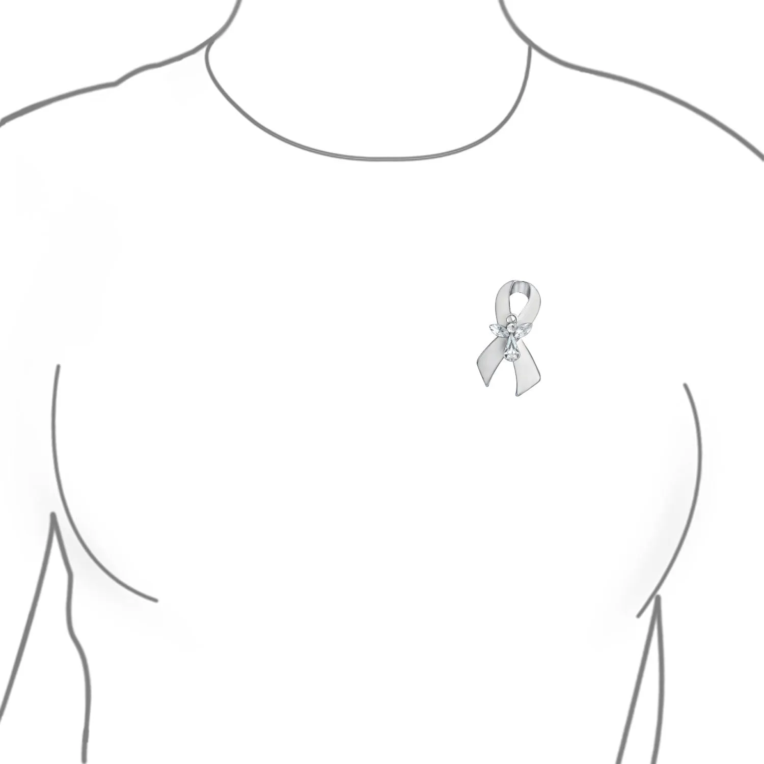 White Ribbon Brooche Pin for Awareness Lung Cancer Peace Survivor 3 Pack Set