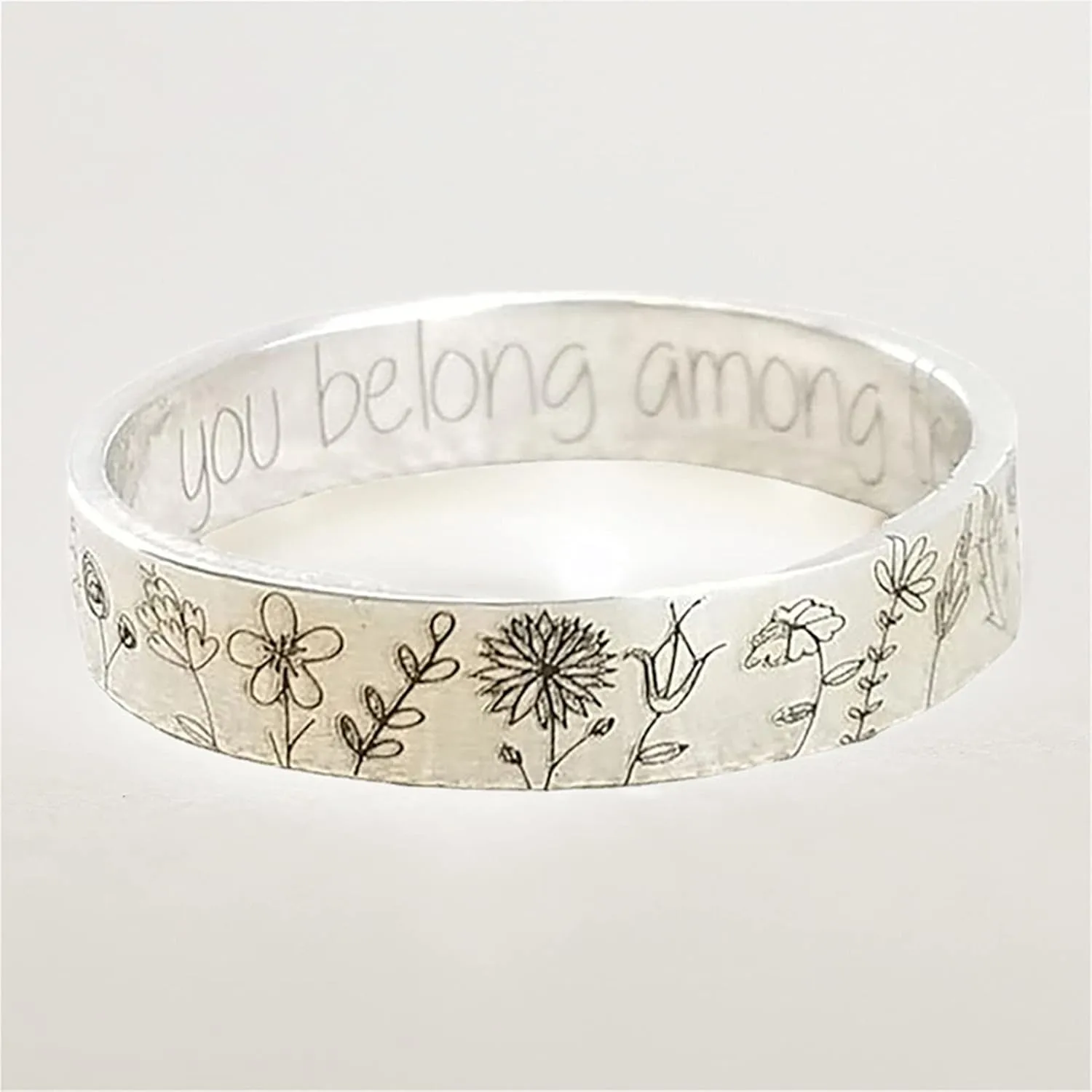 Women Fashion Ring Jewelry Wedding Rings Cute Girls Rings Finger Ring Flowers Pattern Exquisite Alloy Lovers Lettering Dandelion Ring for Dating for Girlfriend Wife Mom Teen Couples