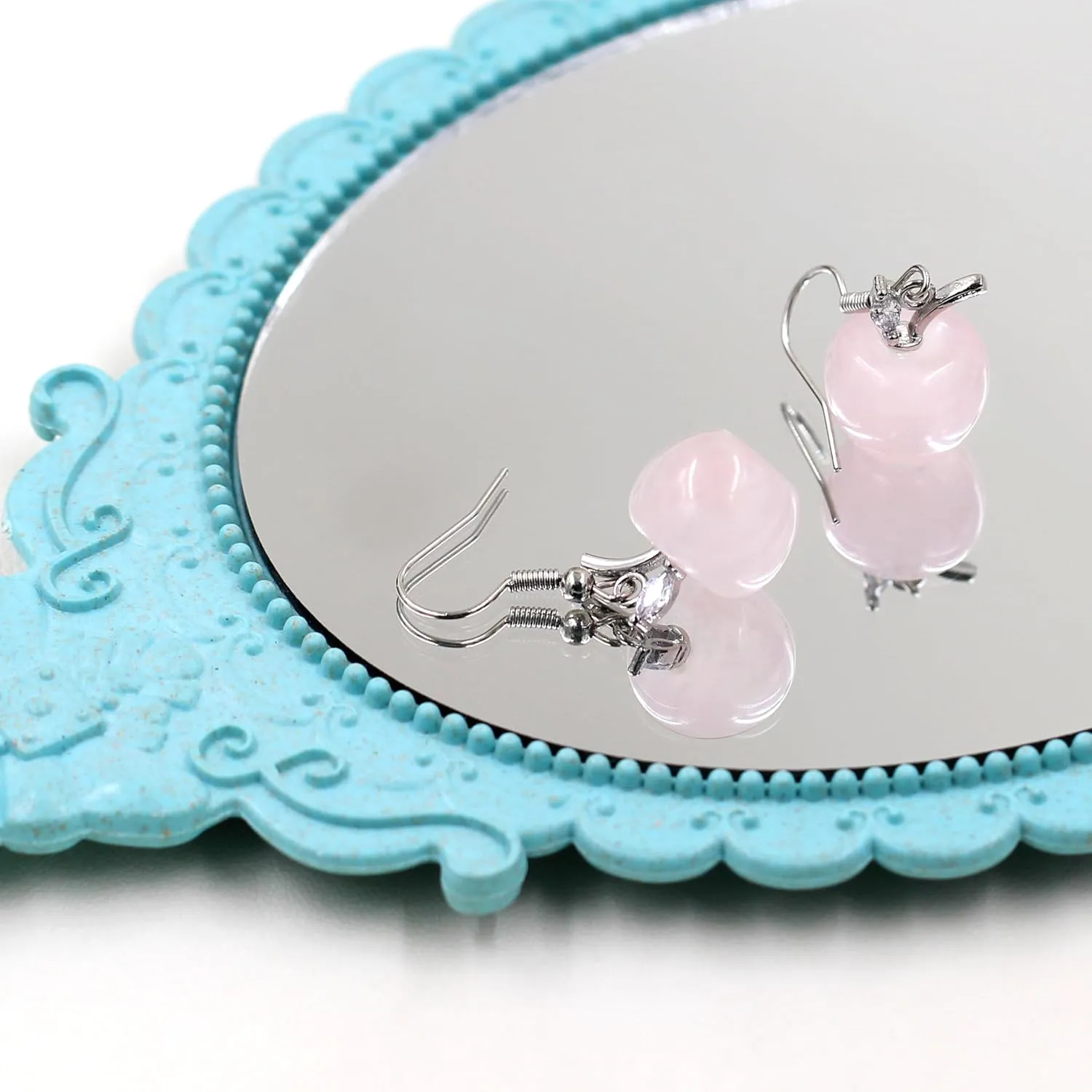 Womens Apple Crystal Necklace and Earrings Set | Natural Crystal Apple Drop Earrings with Zircon Leaf | Brass Chain Christmas Jewelry for Mom Wife Teacher YA4030