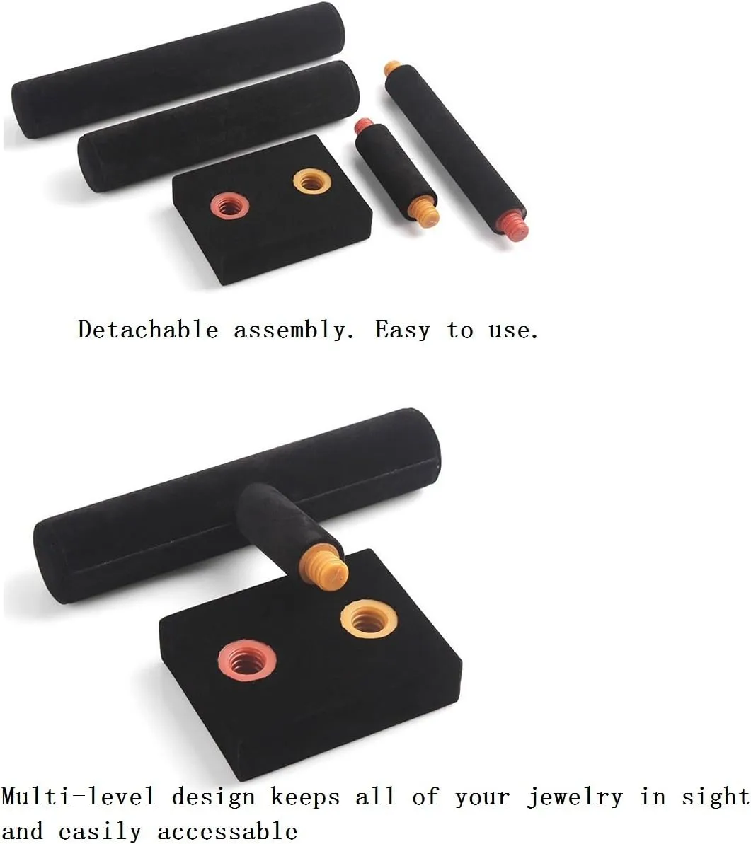Wudygirl Velvet Bracelet Holder2 Tie Jewelry Stand Jewelry Holder Organizer for Bracelets Watches Necklaces Gift for Girl WomenBlack 2 Tie