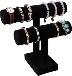 Wudygirl Velvet Bracelet Holder2 Tie Jewelry Stand Jewelry Holder Organizer for Bracelets Watches Necklaces Gift for Girl WomenBlack 2 Tie