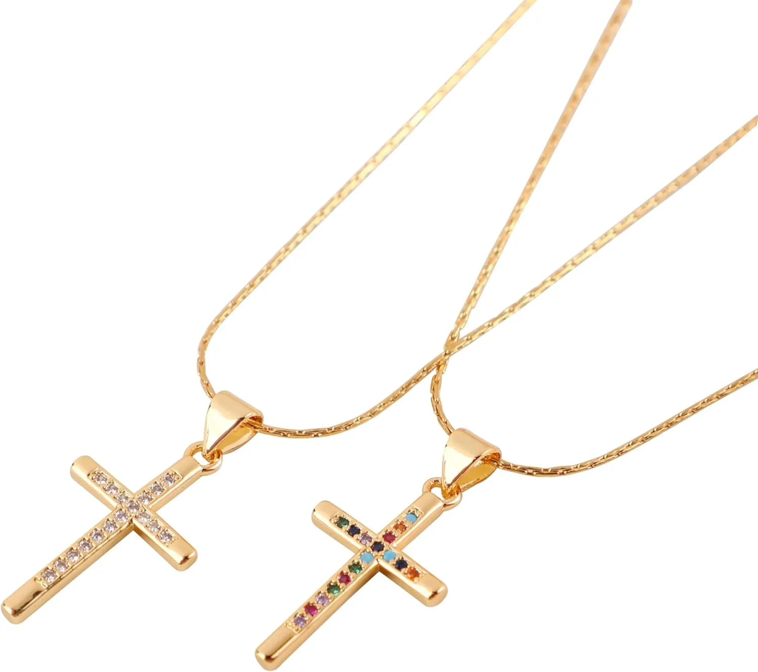 XZE 18K Gold Plated Zirconia Cross Necklace for Women Religious Cross Pendant Gold Faith Cross Necklaces Simple Tiny Cross Choker Necklace Gold for Women Jewelry Gifts