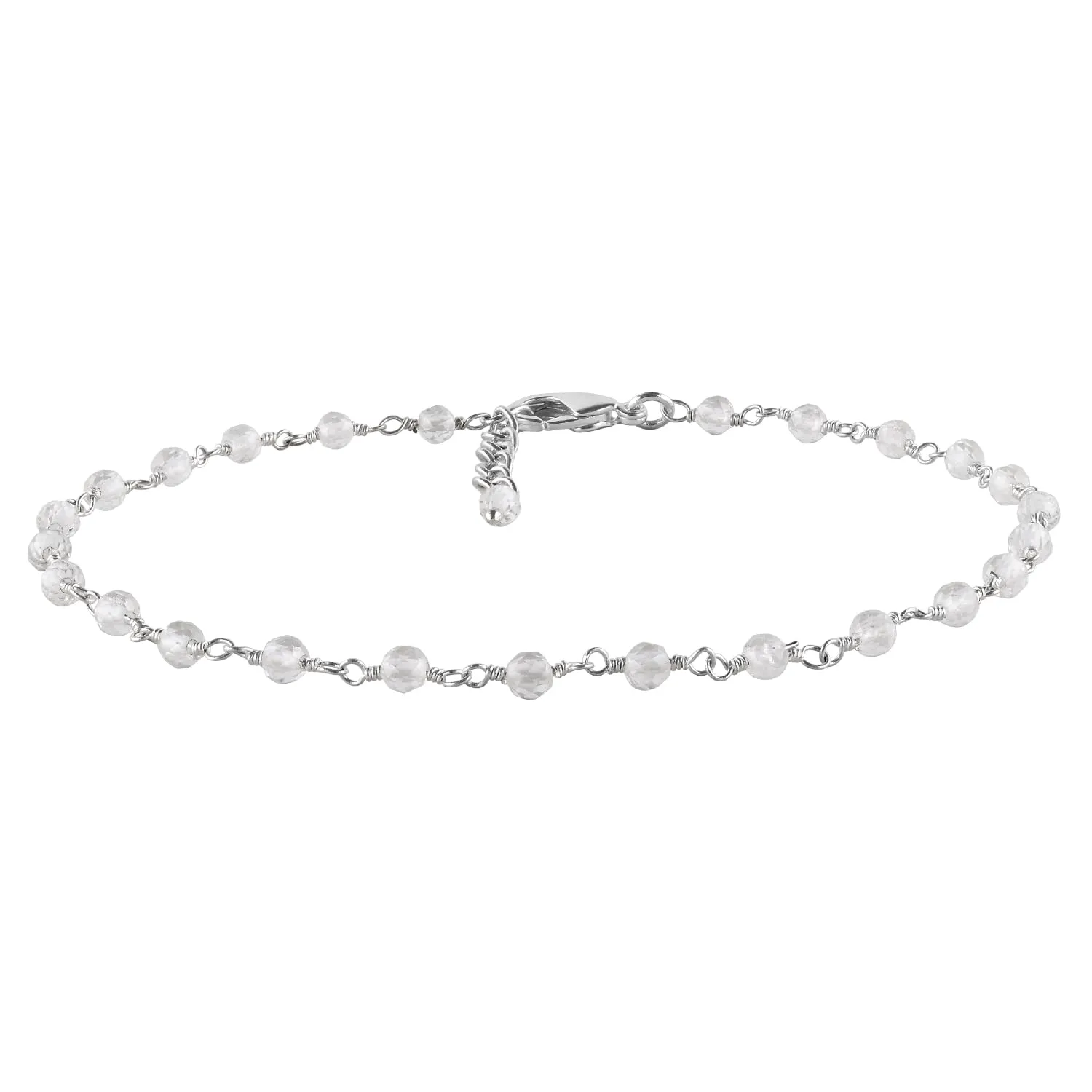 Yanara Crystal Quartz Anklets for Women Dainty Boho Jewelry for Girls Handmade Rosary Charm Ankle Bracelets for her 9 1.5 inch Valentines Day Gifts For Her