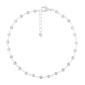 Yanara Crystal Quartz Anklets for Women Dainty Boho Jewelry for Girls Handmade Rosary Charm Ankle Bracelets for her 9 1.5 inch Valentines Day Gifts For Her