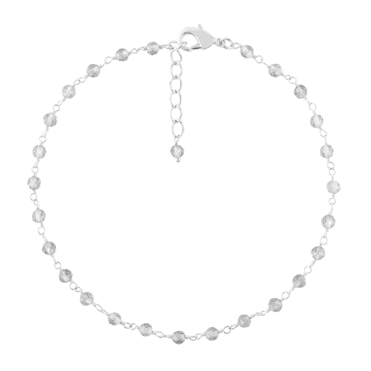 Yanara Crystal Quartz Anklets for Women Dainty Boho Jewelry for Girls Handmade Rosary Charm Ankle Bracelets for her 9 1.5 inch Valentines Day Gifts For Her