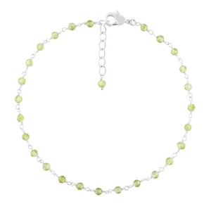 Yanara Green Peridot Ankle Bracelets for Women Dainty Boho Summer Beach Jewelry for Girls Handmade Rosary Charm Anklets for her 9 1.5 inch Graduation Gifts For Her