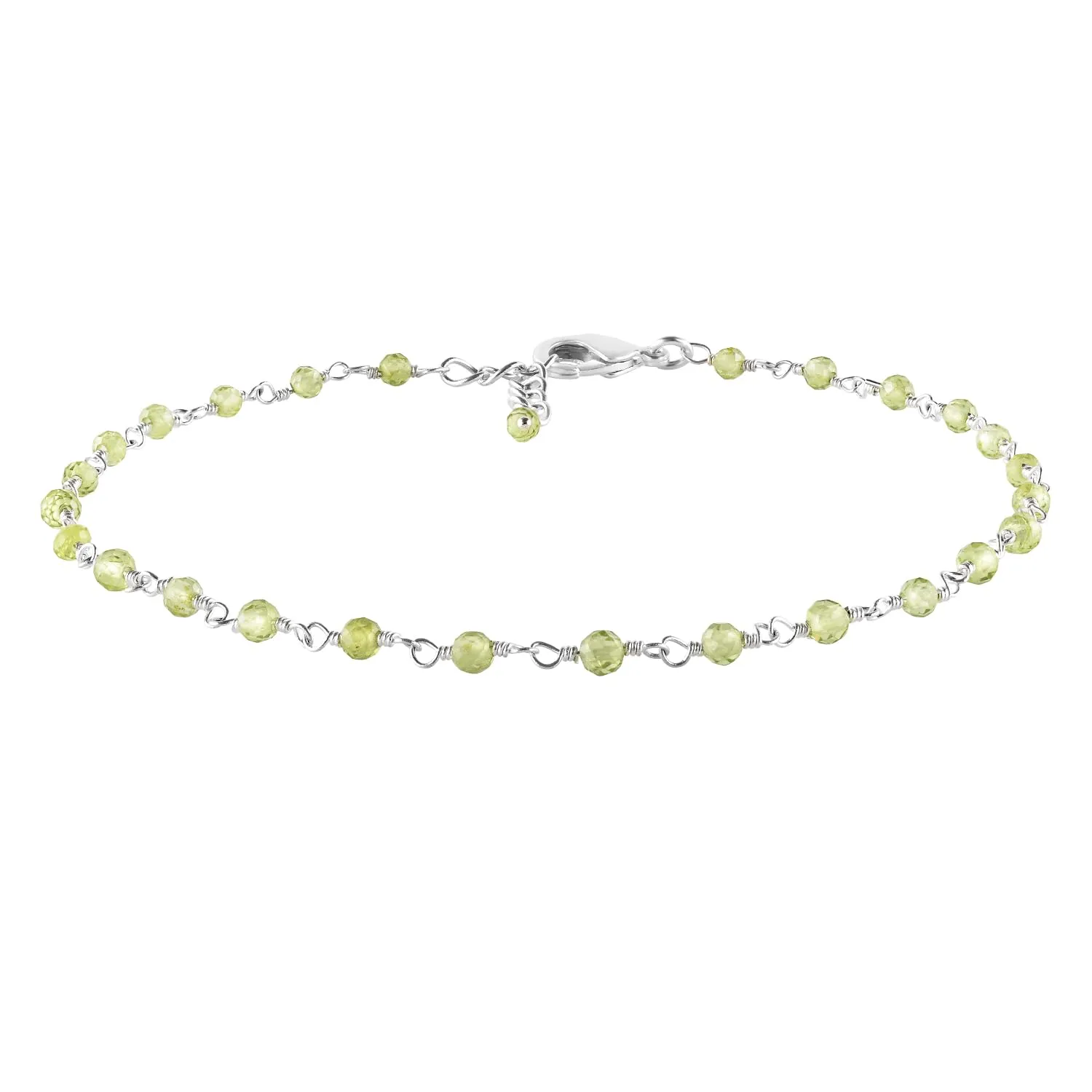 Yanara Green Peridot Ankle Bracelets for Women Dainty Boho Summer Beach Jewelry for Girls Handmade Rosary Charm Anklets for her 9 1.5 inch Graduation Gifts For Her