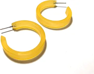 Yellow Hoops Hoops | Frosted Vintage Lucite Small Classic Hoop Earrings - SMCL-YL-2