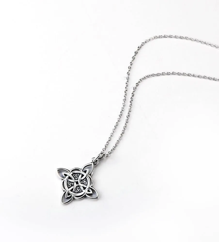 YFN Witch Knot Birthstone Necklaces Celtic Triquetra Knot 925 Sterling Silver Pendant Necklace for Women