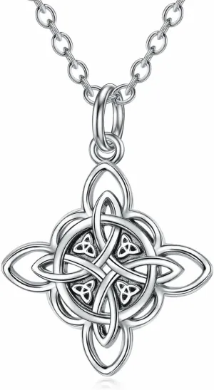 YFN Witch Knot Birthstone Necklaces Celtic Triquetra Knot 925 Sterling Silver Pendant Necklace for Women