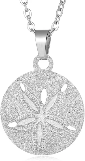 Yonhon Sand Dollar Necklace Stainless Steel Ocean Beach Pendant for Women girls