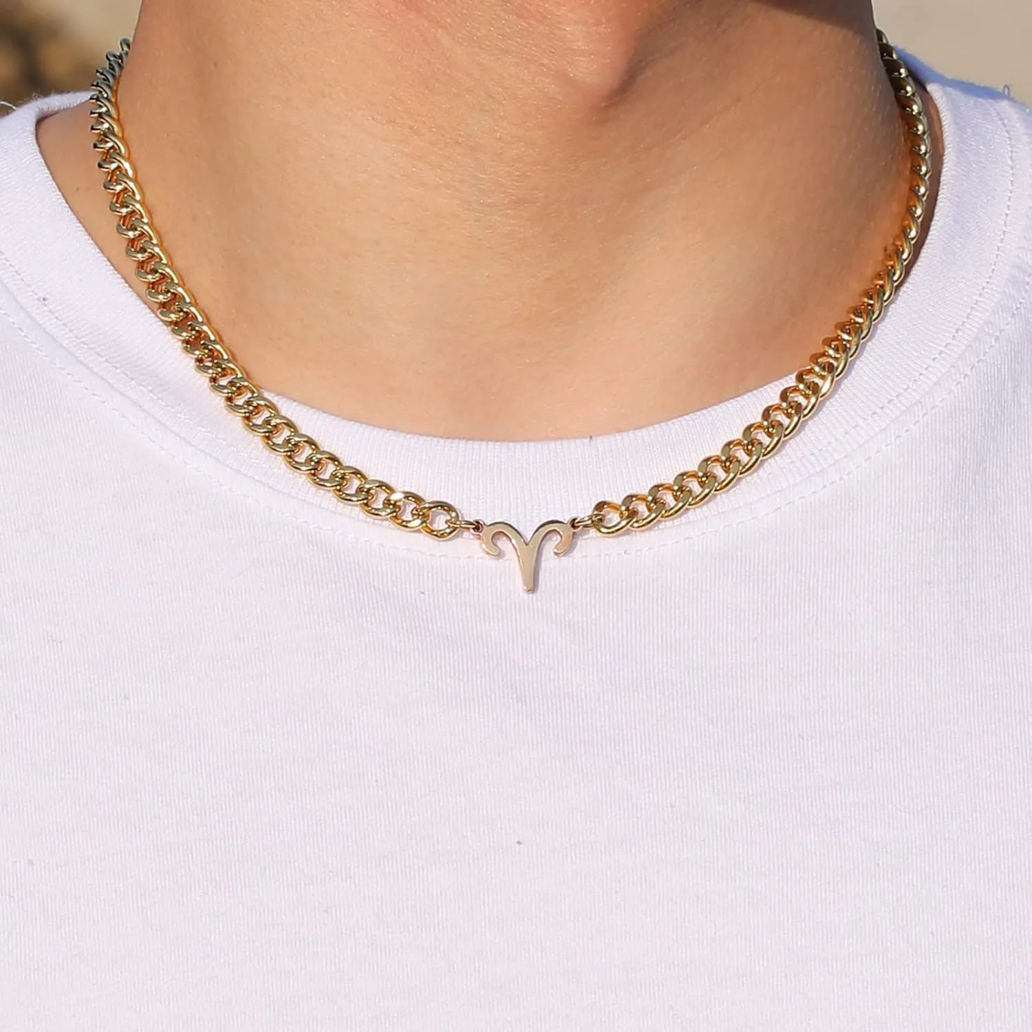 Zodiac Sign Necklace for Men Boys Women, Stainless Steel Constellation Horoscope Astrology Pendant necklace, Cuban chain 18 2 inches